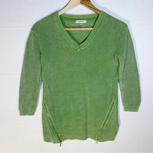 Tyler Boe Mineral Wash Green V-Neck Sweater